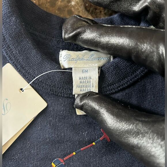Ralph Lauren Navy Blue Crewneck Kids with pony NEW - Picture 5 of 6